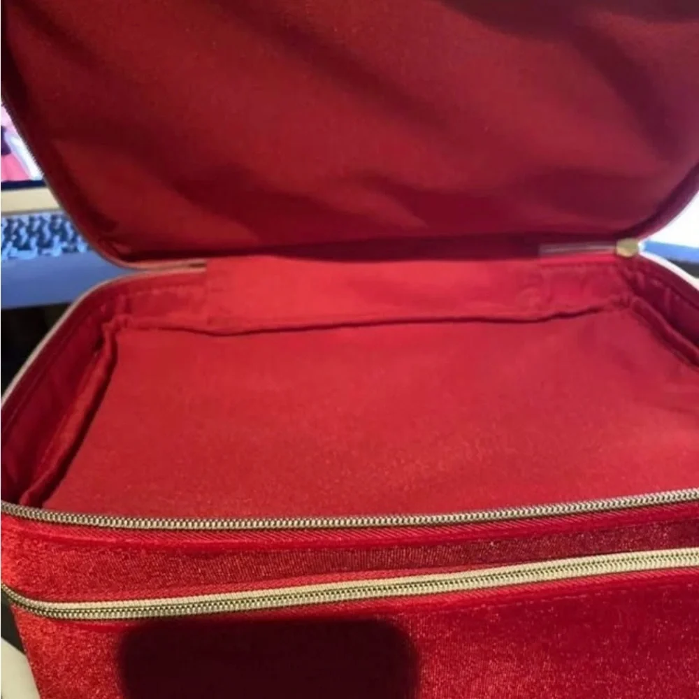 Self Esteem Red Makeup Organizer with Bow Detail